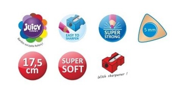 Мелки THICK треугольные, 12 шт + точилка Colorino.