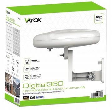 Всенаправленная АКТИВНАЯ ТВ АНТЕННА DVBT2 4K LTE 360 + КАБЕЛЬ
