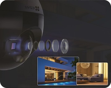 Панорамная IP-камера с Wi-Fi, беспроводная, с поддержкой Wi-Fi, цветной звук, EZVIZ C8W, 4 МП, 2K