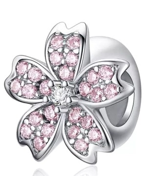 MD charms LUX różowy kwiat kwiatek pink | S925