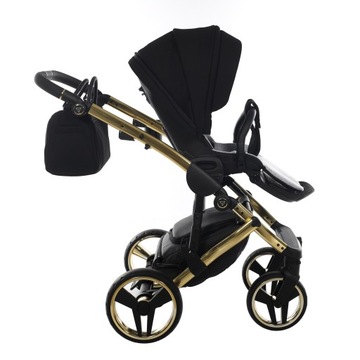 Детская коляска Junama Diamond S Line V2 2в1 | 02 ЧЕРНАЯ Золотая рамка