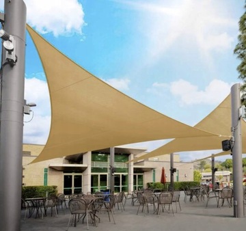ŻAGIEL OGRODOWY PRZECIWSŁONECZNY 3x3x3 m PARASOL MARKIZA UV TRÓJKĄT BEŻOWY