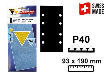 25szt TRWAŁY Papier ścierny arkusz 93x190mm P40