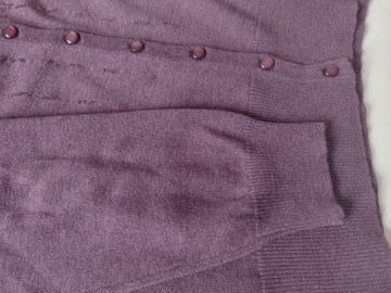 Sweter rozpinany śliwkowy z drobnymi cekinami ,,Canda" roz. XL