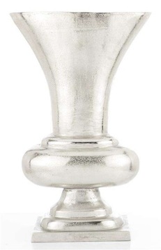 Серебряная высокая металлическая продолговатая ваза с крышками для цветочных горшков.