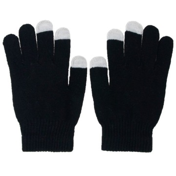 Rękawiczki dotykowe zimowe damskie lekkie ciepłe do ekranu materiałowe