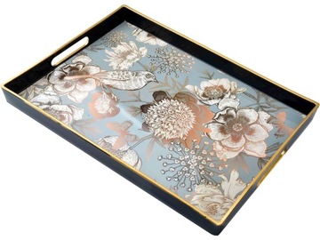 BLANCHE FLOWERS Dekoracyjna prostokątna TACA - 40 x 26 x 3,5 cm