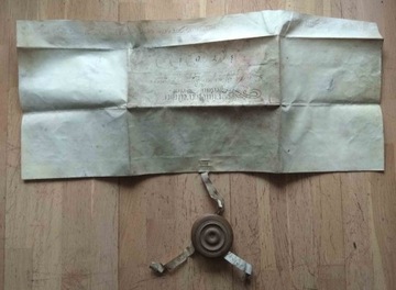 1761 г. Рукопись на пергаменте с печатью в коробке.