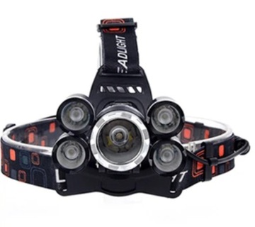 Latarka Czołowa Lampka Czołówka Mocna 5 LED Cree T6