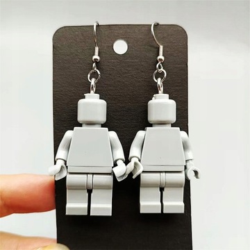 New Trendy Brick Dangle Earrings Figure Toy C