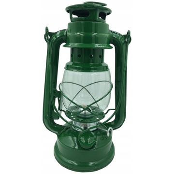 LAMPA NAFTOWA OLEJOWA 24cm ZIELONA latarnia