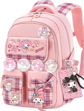 PLECAK SANRIO MELODY 1DŁUGOPIS 1LINIJKA 1PUDEŁKO NA DŁUGOPIS KOMPLET OZDÓB