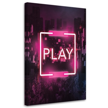 OBRAZ DO POKOJU GRACZA Różowy napis PLAY 80x120