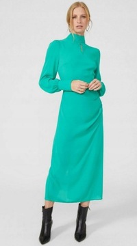 principles NG8 nwq zielona midi sukienka stójka długi rękaw 46