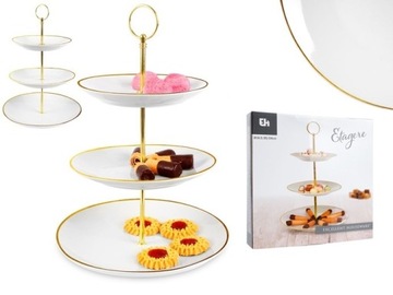 PATERA PORCELANOWA CIAST TORTU PIĘTROWA 3 POZIOMY