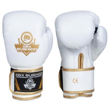 Боксерские перчатки Bushido DBD-B-2 кожаные, белые, 8 унций