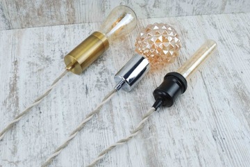 kabel len bawełna skręcany przewód w oplocie naturalnym lampa pająk 2x075