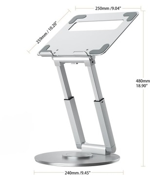 Stojak alu pod laptopa TOUNEE Obrót 360° Regulowany dla MacBook iPad (LS07)
