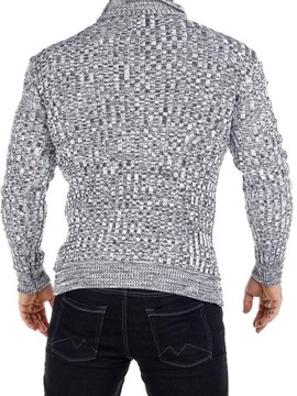 МУЖСКОЙ ПЛОТНЫЙ СВИТЕР С ВОРОТНИКОМ СТОЙКОЙ, СЕРЫЙ - XL