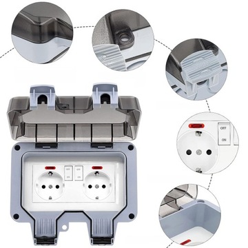 Двойной гнездо IP66 Садовый Внешний водонепроницаемый 230 В сокет
