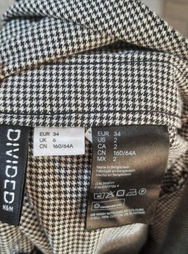 DIVIDED H&M spódnica na szelkach pepitka XS 34