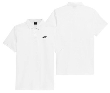 Koszulka POLO z bawełny 4F M038 biała polówka 2XL