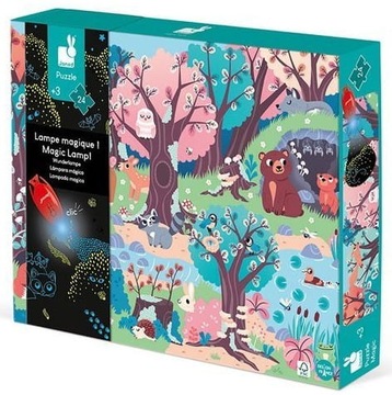 ŚWIECĄCE PUZZLE z mini-lampką UV Las 3+ JANOD