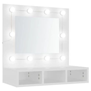 Szafka z lustrem i oświetleniem LED, biała, 60x3