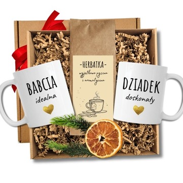 ZESTAW DLA BABCI I DZIADKA - BABCIA IDEALNA DZIADEK DOSKONAŁY na prezent