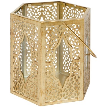 METALOWY ŚWIECZNIK LAMPION LATARENKA ORIENTALNA 13X15 CM ZŁOTY LAMPION