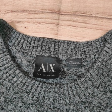 ARMANI EXCHANGE Sweter Męski Bawełniany Szary r. XL