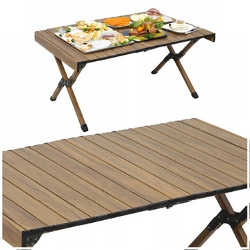 Aluminiowy stolik składany ogrodowy 90 cm stół kempingowy plażowy