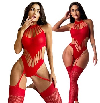 Sexy spodná bielizeň komplet červená sexy body a pančuchy sexy oblečenie