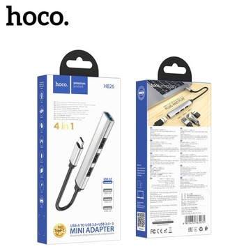 Hub USB Typ Typu C USB-C Type-C 4w1 USB3.0 5Gbps + 3 USB2.0 480Mbps 1TB