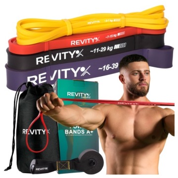 GUMY DO ĆWICZEŃ OPOROWE TAŚMY FITNESS CROSSFIT ZESTAW GUM POWER BAND 4 SZT