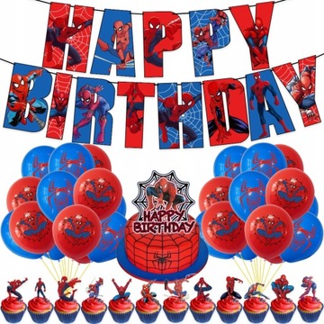 ZESTAW BALONÓW BALON SpiderMan Urodziny NOWY ZESTAW 47szt