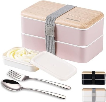 Oryginalny pojemnik na żywność bento, lunchbox, w stylu japońskim, z taśmą
