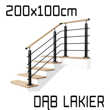 Balustrada barierka drewniana metalowa LOFT 2+1m