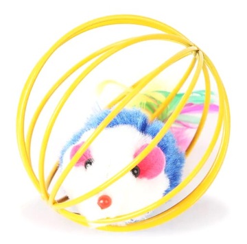 ИГРУШКА ДЛЯ КОТА МЫШЕЧНЫЙ ШАРИК С ПЕРЬЕВОЙ ПОГРЕМКОЙ