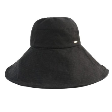 Damski kapelusz przeciwsłoneczny z szerokim rondem Ochrona UV Filtr przeciwsłoneczny Kapelusz typu Bucket Lato M Czarny