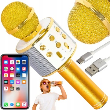 ДЕТСКИЙ МИКРОФОН ДЛЯ КАРАОКЕ БЕСПРОВОДНОЙ USB BLUETOOTH + ДИНАМИК