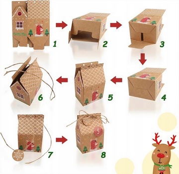 ДОМИК-КАЛЕНДАРЬ АДВЕНТА 24 шт. КРЕАТИВНЫЕ УКРАШЕНИЯ ДЛЯ ДЕТЕЙ своими руками, ПОДАРОК