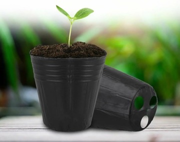 Р9 ПРОДУКЦИОННЫЕ ГОРШКИ 100 шт ДЛЯ ПОСЕВА ПОСЕВНЫХ КУЛЬТУР 9х7,5см + маркеры