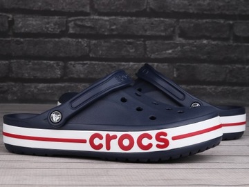 Klapki męskie, sportowe, chodaki Crocs Crocband NAVY WHITE 2050894CC