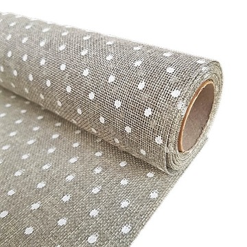 Джутовый холст, ткань серого цвета в горошек, 48см 4,5м