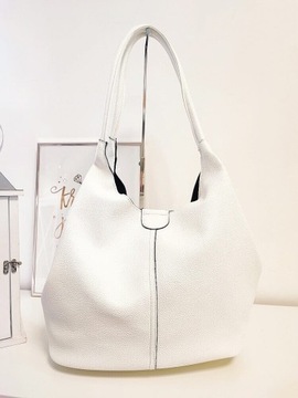 Laura Biaggi duża torba shopper na ramię biała