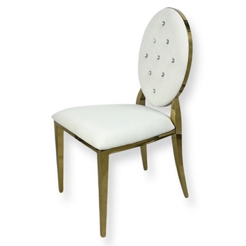 Krzesło Ludwik Gold glamour White złote pikowane