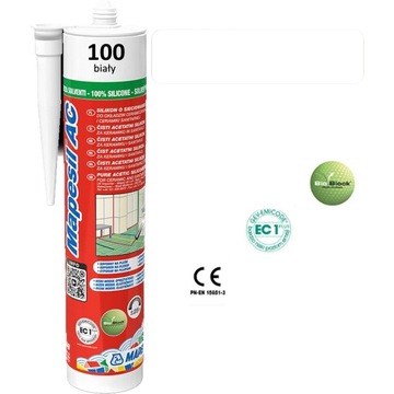 Silikon sanitarny MAPESIL AC 310ml - kolor 100 BIAŁY