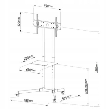 Универсальная тележка-подставка для телевизоров с диагональю 30–65 футов.