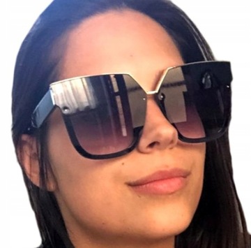 Okulary cieniowane OVERSIZE damskie kwadratowe geometryczne przeciwsłoneczn